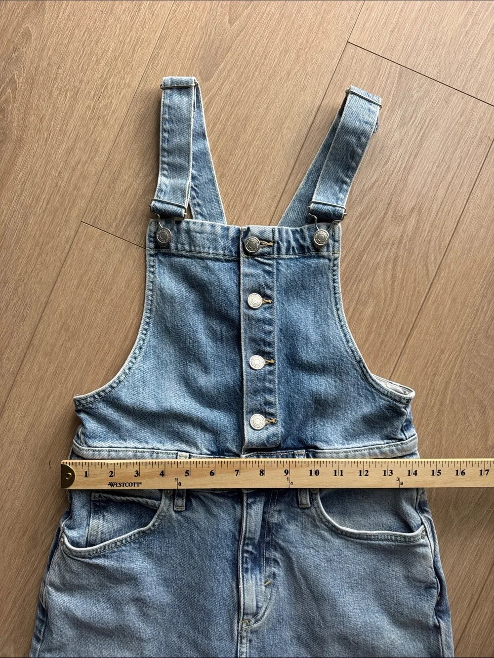 Free People We The Free Shelby Overalls Stone Beach Light Wash Size 27